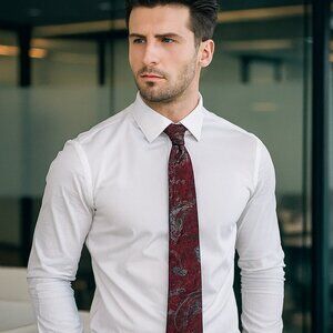 Rohde Royce Paisely & Floral Tie Art to Wear Suit‎ Necktie Polyester-Silk Blend